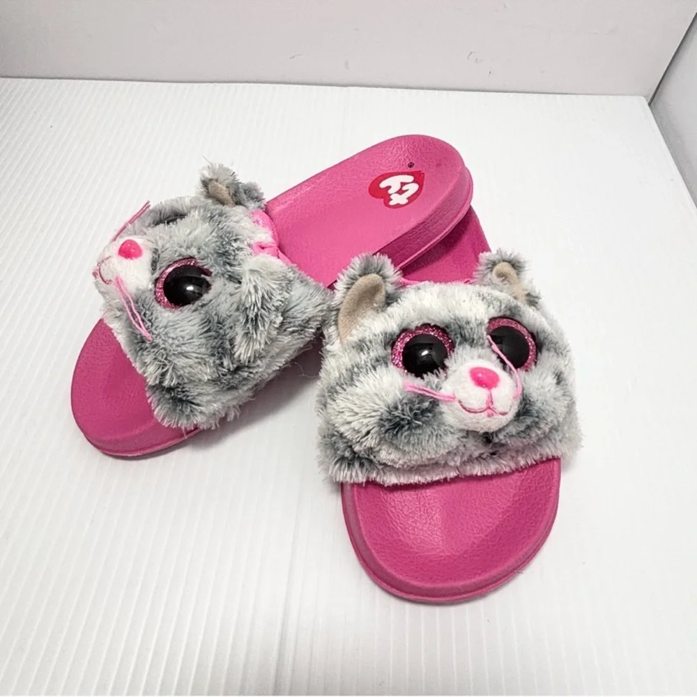 TY Fashion Girls size 13-1 KiKi Cat Slides‎ Slip On Pink Sandals